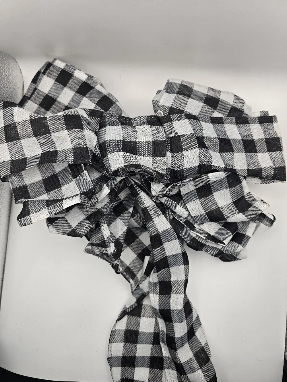 Black and White Buffalo Check Ribbon Bow